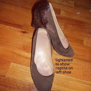 4 FOR $40~Vtg Geoffrey Beene Suede/Reptile Pumps